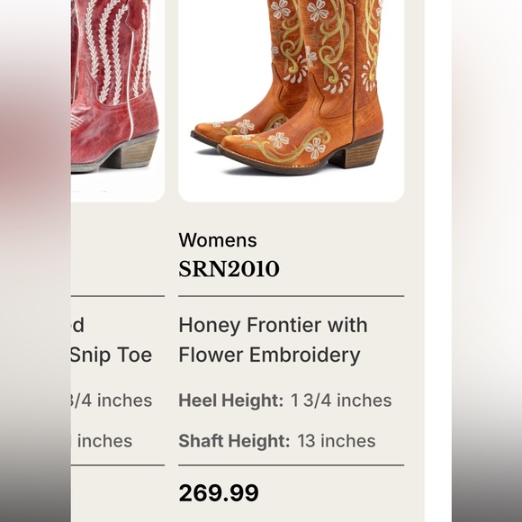 NEW Orange Leather Honey Frontier with Flower Embroidery Cowboy Boots - Picture 2 of 2
